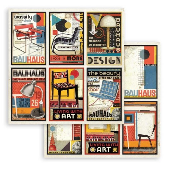 Papier Scrapbooking Bauhaus 6 cartes Stamperia 30x30cm