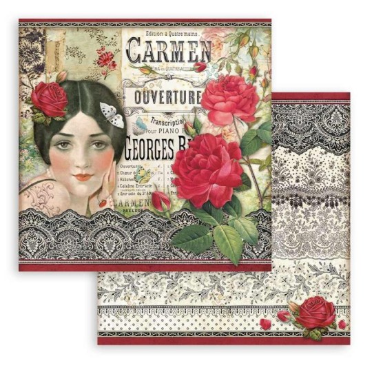 Feuille scrapbooking Stamperia Desire Carmen 30x30cm