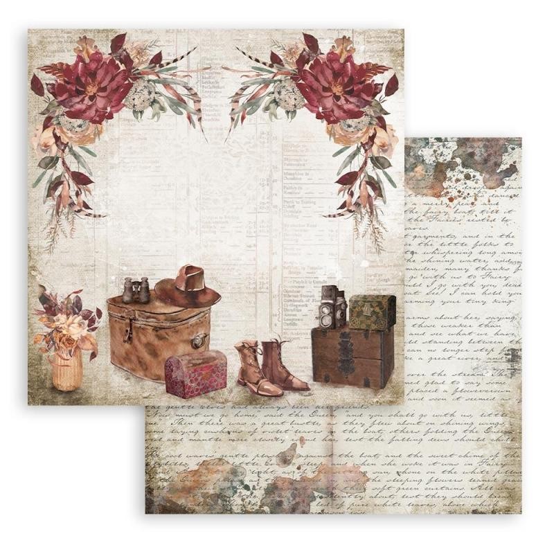 Papier Scrapbooking Our way accessoires de voyage Stamperia 30x30cm