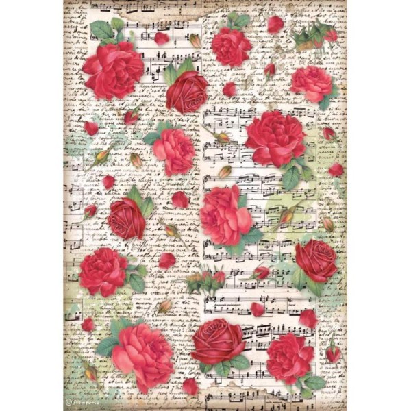 Papier de riz Desire roses rouges Stamperia A4