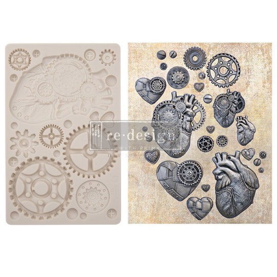 Moule silicone Finnabair Steampunk Hearts 12x20cm