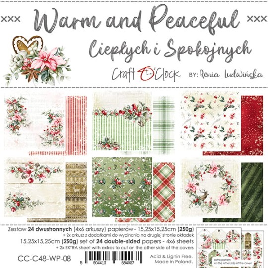 Assortiment scrapbooking Craft O Clock Warm and Peaceful 24fe 15x15cm