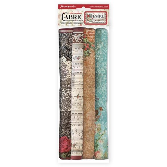 Paquet de 4 feuilles de tissu Desire Stamperia 30x30cm