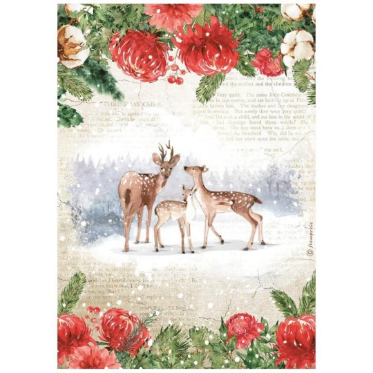 Papier de riz Romantic Home for the holidays deers Stamperia A4