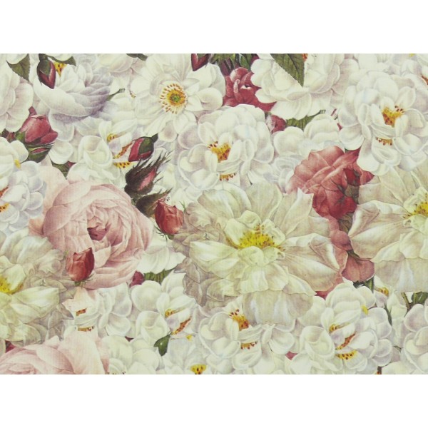 Papier tassotti motifs fleur roses blanche et rose