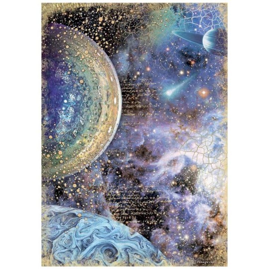 Papier de riz Cosmos Infinity planets Stamperia A4