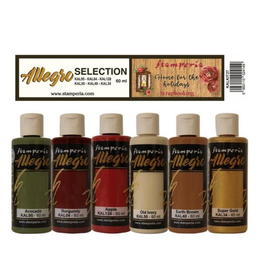 Kit Peinture Stamperia Allegro 6 couleurs Romantic Home for the holidays 