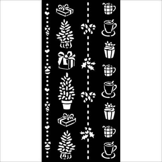 Pochoir scrapbooking Christmas border gift and cups  Stamperia 12x25cm