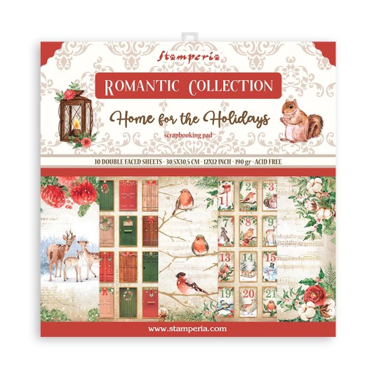 Papier scrapbooking Romantic Home for the holidays Stamperia 10f 30x30 assortiment Papier scrapbooking Romantic Home for the holidays Stamperia 10f 30x30 assortiment