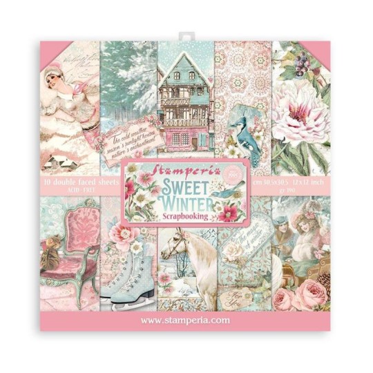 Papier scrapbooking Sweet winter Stamperia 10f 30x30 assortiment Papier scrapbooking Sweet winter Stamperia 10f 30x30 assortiment