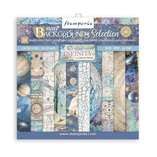 Papier scrapbooking Maxi Background selection Cosmos Infinity Stamperia 10f 30x30 assortiment