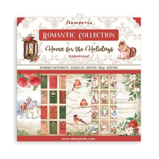 Papier scrapbooking Romantic Home for the holidays Stamperia 10f 20x20 assortiment