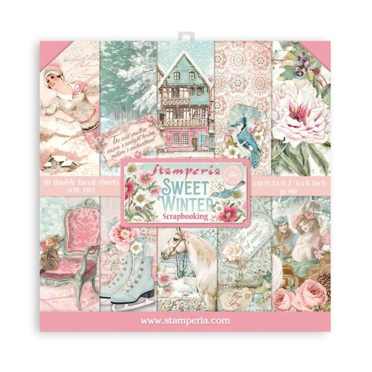 Papier scrapbooking Sweet winter Stamperia 10f double face 15x15 assortiment