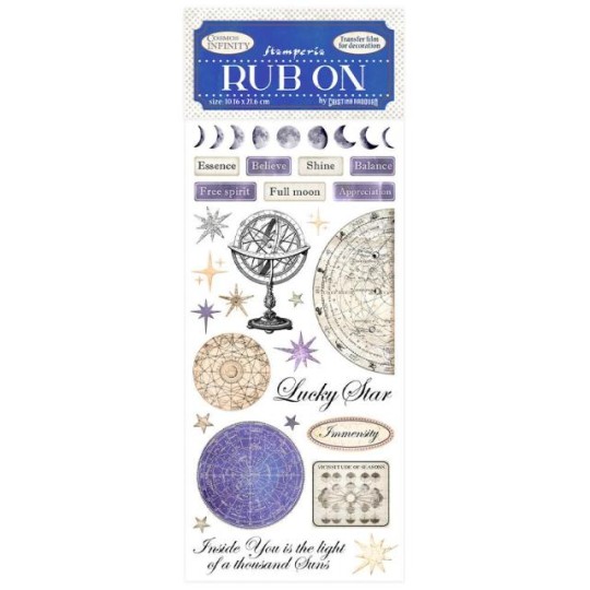 Transfert Rub-on sticker Cosmos Infinity lucky star Stamperia
