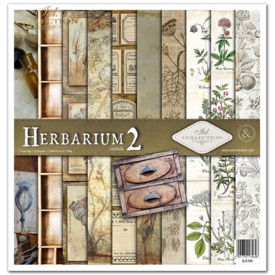 Papier scrapbooking Herbarium 2 10 feuilles 30x30 assortiment