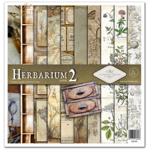 Papier scrapbooking Herbarium 2 10 feuilles 30x30 assortiment