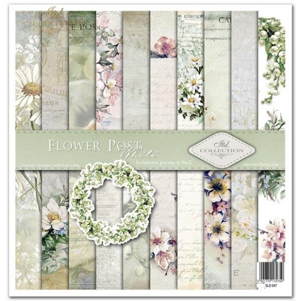 Papier scrapbooking Flower Post White 10 feuilles 30x30 assortiment