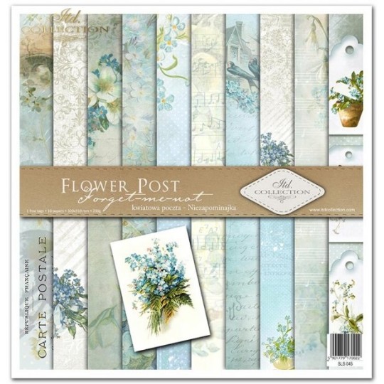 Papier scrapbooking Flower Post Forget-me-not 10 feuilles 30x30 assortiment