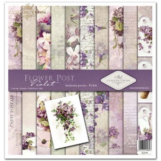 Papier scrapbooking Flower Post Violet 10 feuilles 30x30 assortiment