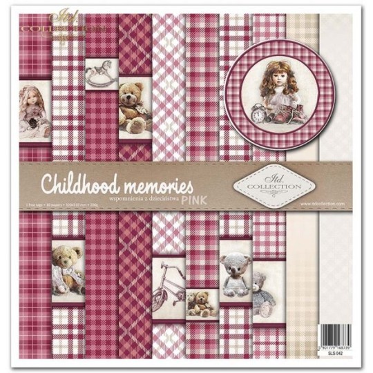 Papier scrapbooking Childhood memories PINK 10 feuilles 30x30 assortiment