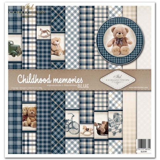 Papier scrapbooking Childhood memories BLUE 10 feuilles 30x30 assortiment