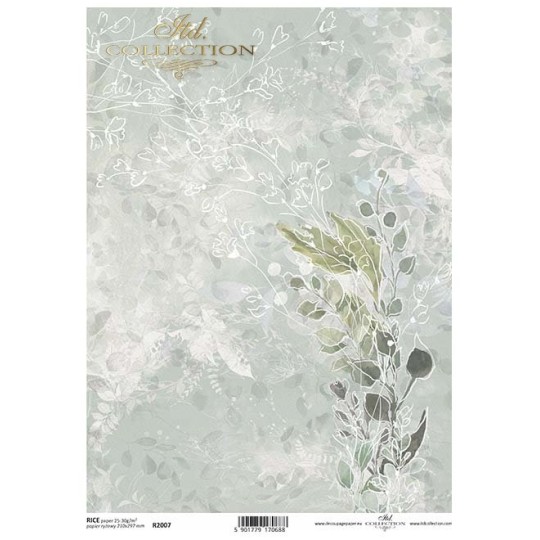 Papier de riz feuilles fond vert A4