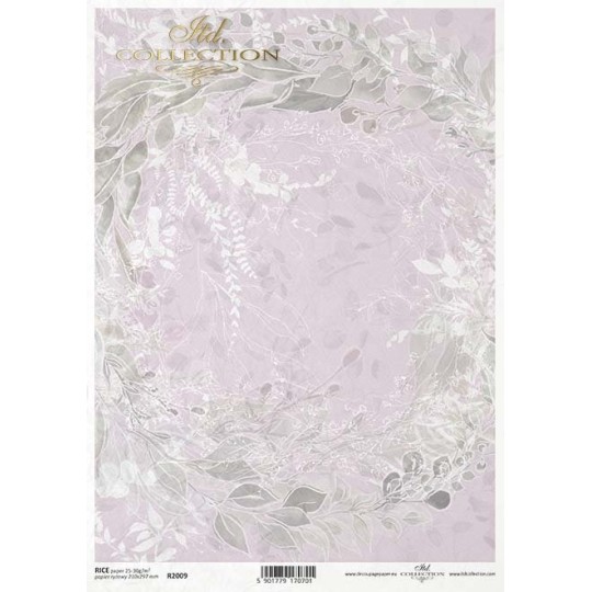 Papier de riz feuilles fond mauve A4