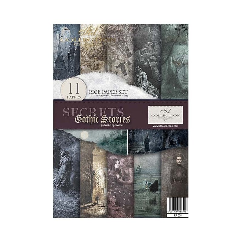 Set de 11 papiers de riz Gothic Stories A4