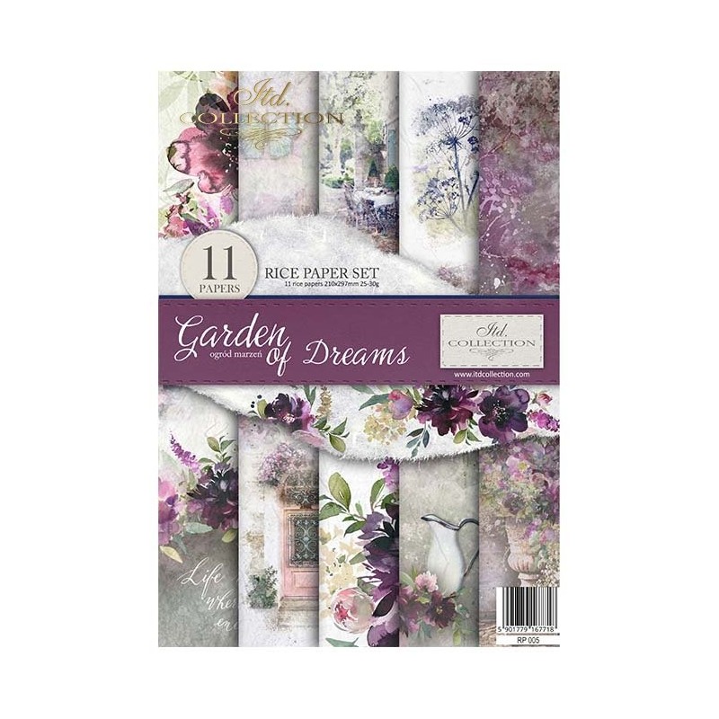 Set de 11 papiers de riz Garden of Dreams A4