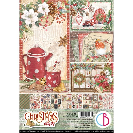 Papier scrapbooking Ciao Bella Christmas Vibes 9fe A4 assortiment Papier scrapbooking Ciao Bella Christmas Vibes 9fe A4 assortiment