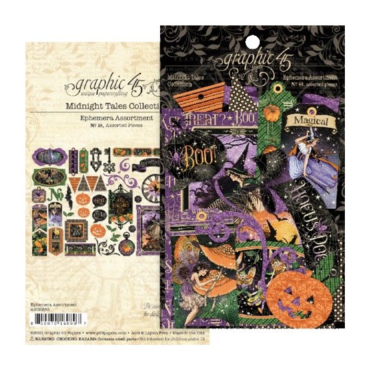 Die Cuts carton Graphic 45 Midnight Tales Ephemera Assortment