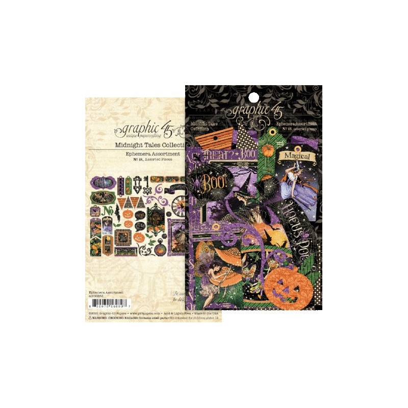 Die Cuts carton Graphic 45 Midnight Tales Ephemera Assortment