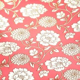Papier indien Rosé Fleurs Blanc & Or