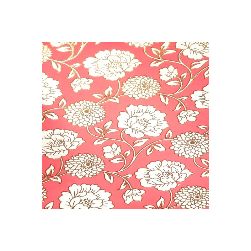 Papier indien Rosé Fleurs Blanc & Or