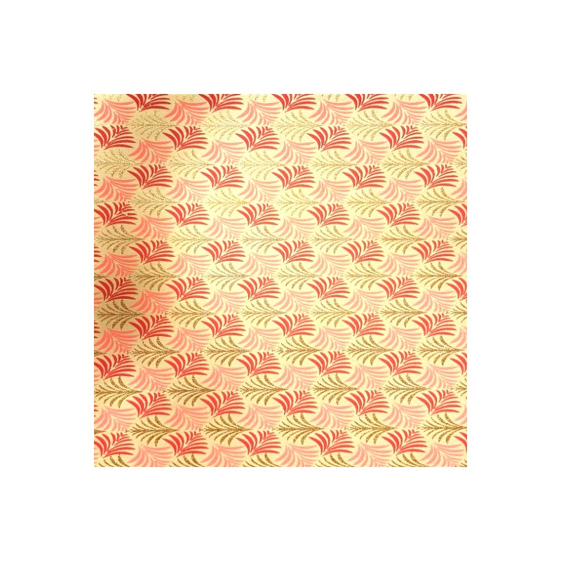Papier indien Feuilles Rouge, Rose & Or