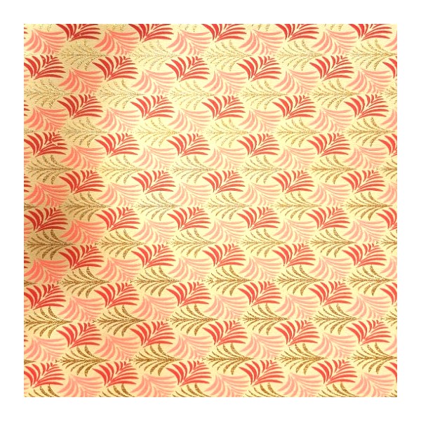 Papier indien Feuilles Rouge, Rose & Or