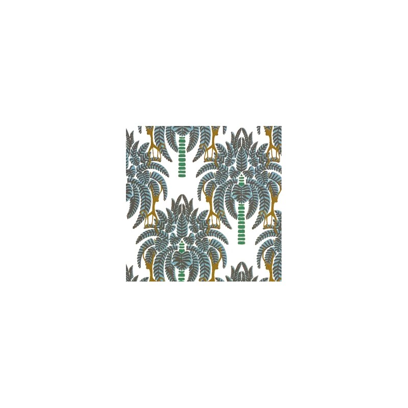 Papier indien Cocotier bleu vert /blanc