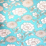 Papier indien Turquoise Fleurs Blanc & Or