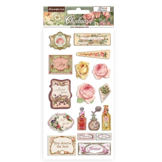 Chipboard carton Rose Parfum Stamperia 15x30cm