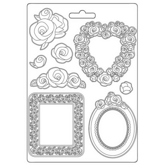 Moule Rose Parfum cadres et roses Stamperia A4