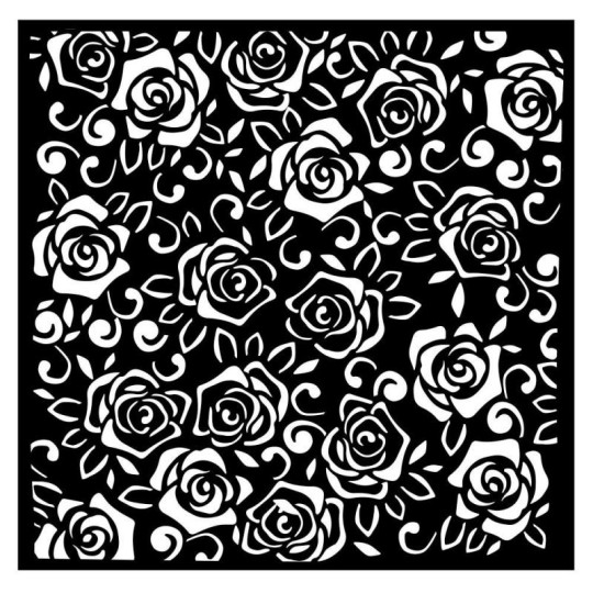 Pochoir décoratif Rose Parfum motifs de roses 18x18cm Stamperia