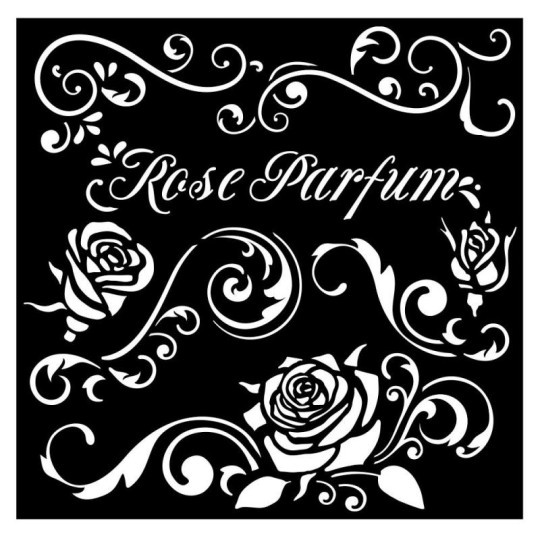 Pochoir décoratif Rose Parfum bordures 18x18cm Stamperia