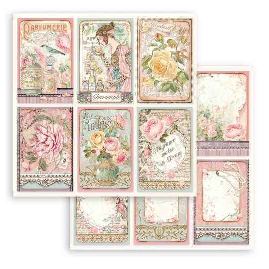 Papier Scrapbooking Rose Parfum cartes Stamperia 30x30cm