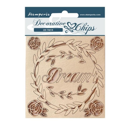 Chipboard carton Rose Parfum reves Stamperia 14x14cm