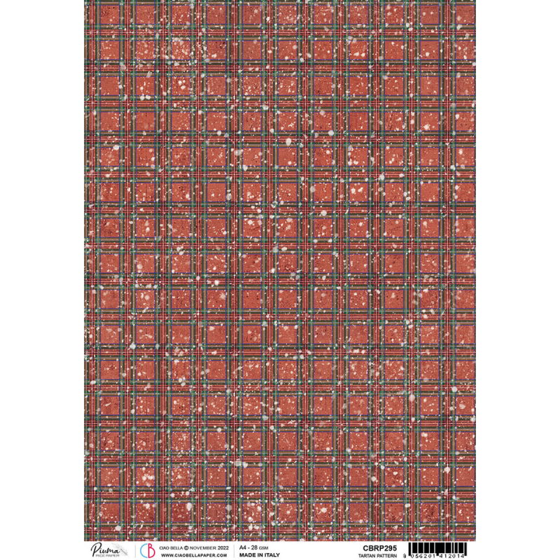 Papier de riz Ciao Bella A4 Tartan Pattern