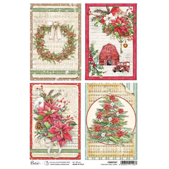 Papier de riz Ciao Bella A4 Christmas Vibes Cards 