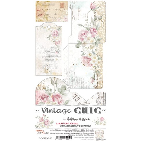 Assortiment scrapbooking Craft O Clock Vintage Chic Junk Journal extra set 15x30