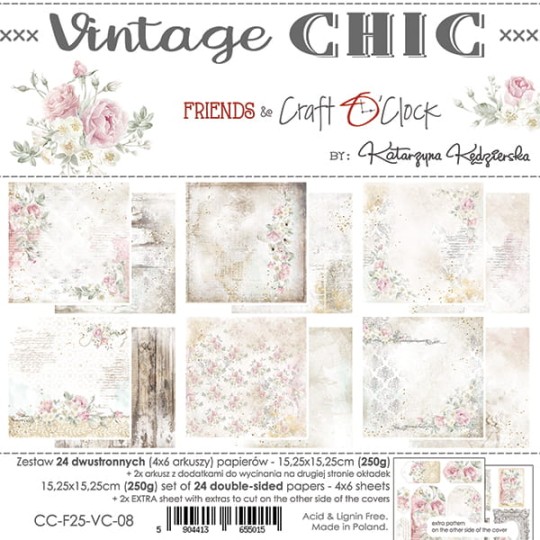 Assortiment scrapbooking Craft O Clock Vintage Chic 24fe 15x15cm