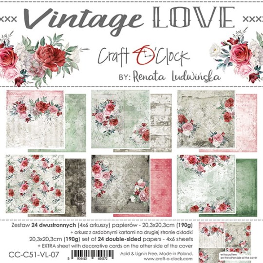 Assortiment scrapbooking Craft O Clock Vintage Love 24fe 20x20