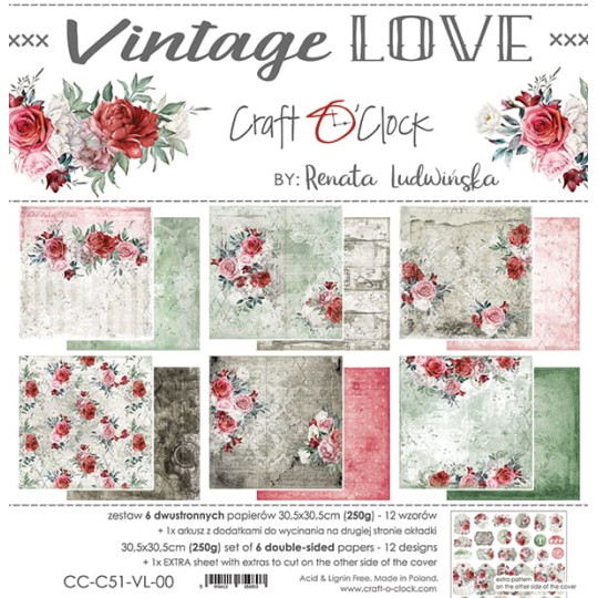 Assortiment scrapbooking Craft O Clock Vintage Love 6fe 30x30
